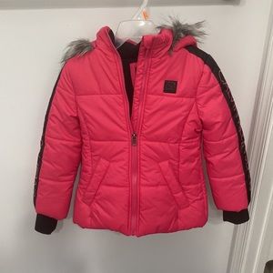 Little girls Calvin Klein red puff coat. Fairly new. Used once